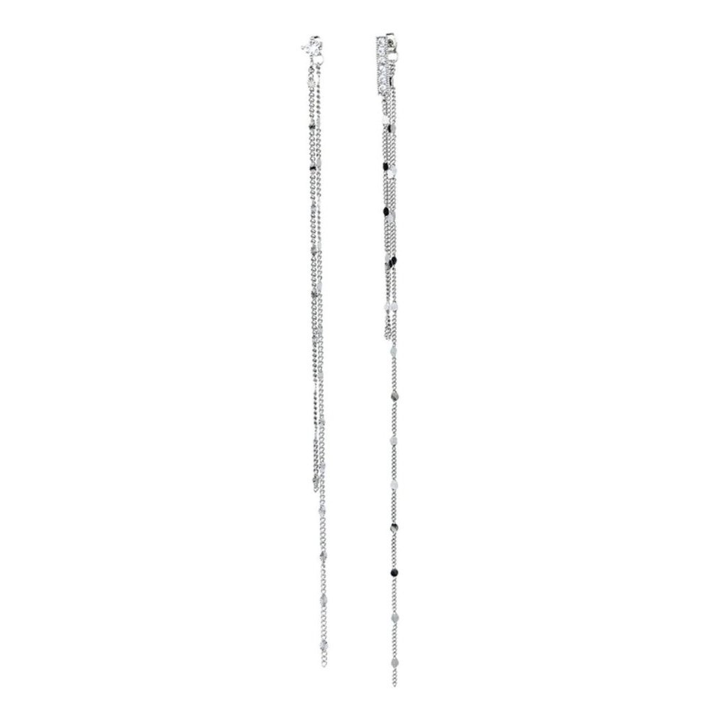 *NEW 925 Sterling Silver Diamond Chain Earrings - Picture 10 of 10